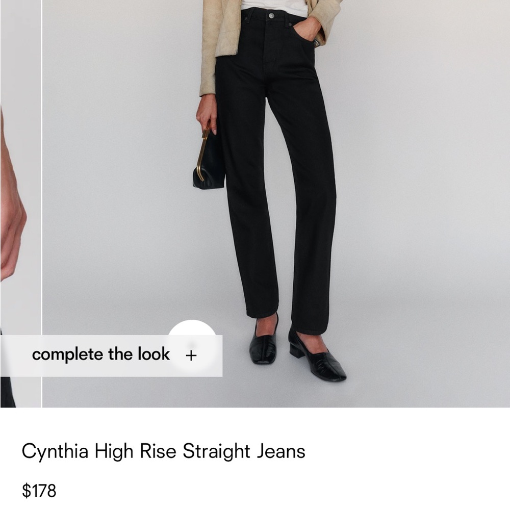 NWT Reformation Cynthia High Rise Straight Jeans in Black Wash